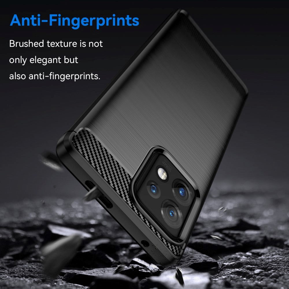 Motorola Edge 40 Pro Brushed Carbon Fiber Plast Deksel - Svart