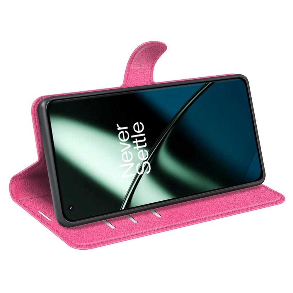 OnePlus 11 PU Litchi Skin Flip Deksel med Lommebok - Pink