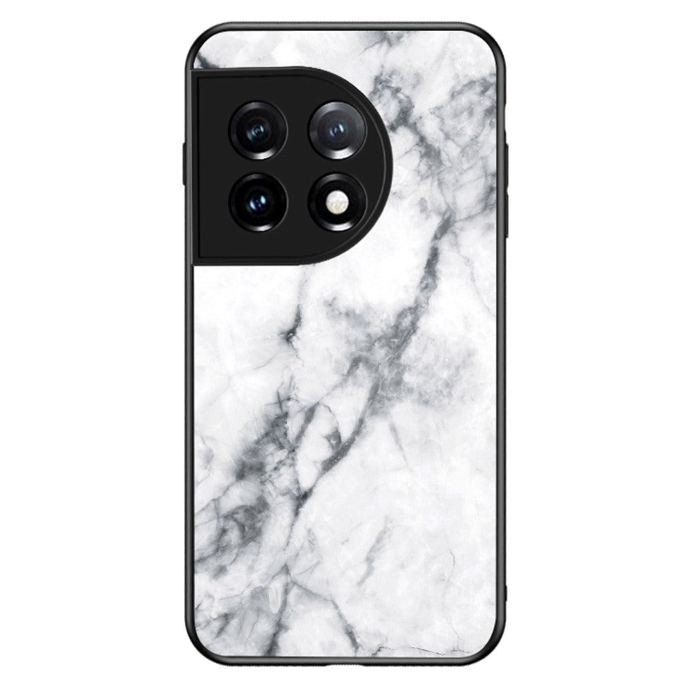 OnePlus 11 Deksel m. Bakside av Glass - White Marble