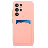 Samsung Galaxy S23 Ultra Fleksibelt Plastdeksel med Kortholder - Pink