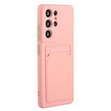 Samsung Galaxy S23 Ultra Fleksibelt Plastdeksel med Kortholder - Pink