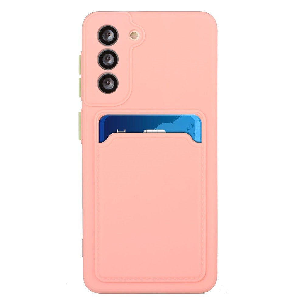 Samsung Galaxy S23 Fleksibelt Plastdeksel med Kortholder - Pink