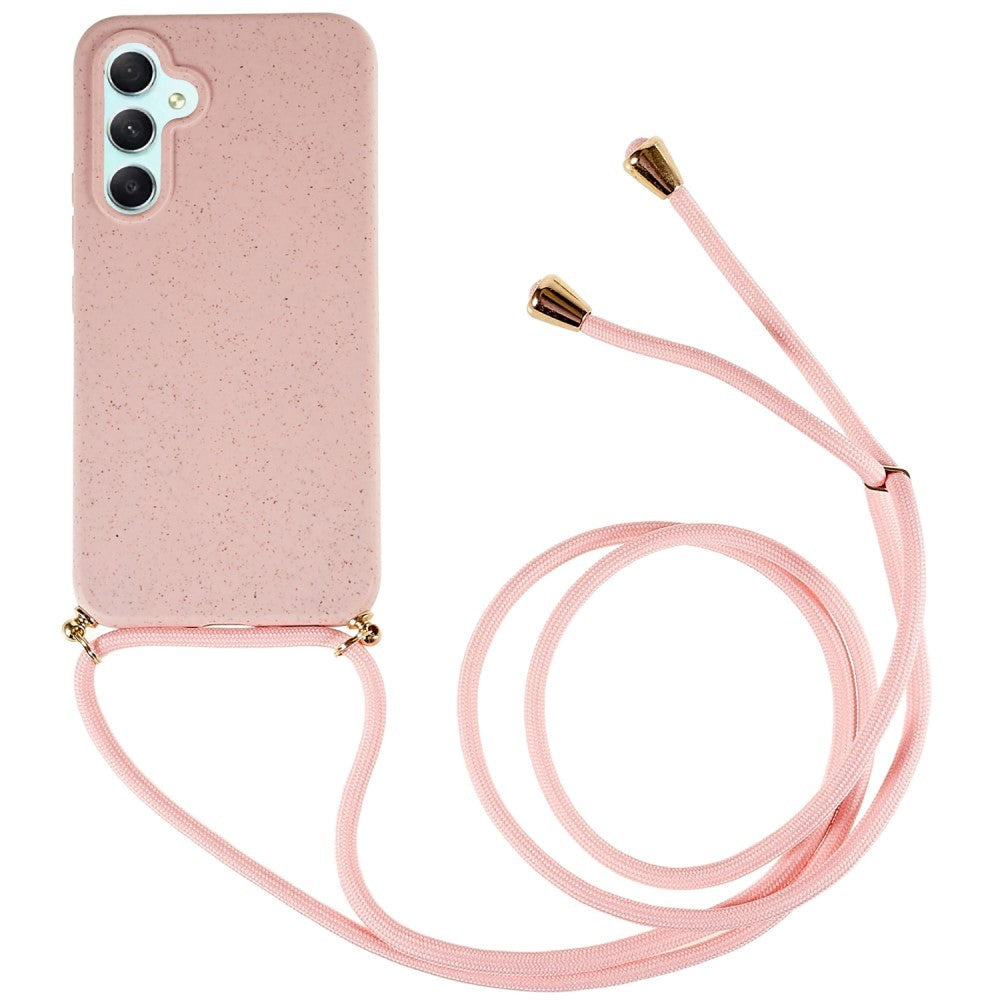 Samsung Galaxy A34 (5G) Fleksibelt Plastdeksel m. Ledning / Stropp - Rosa