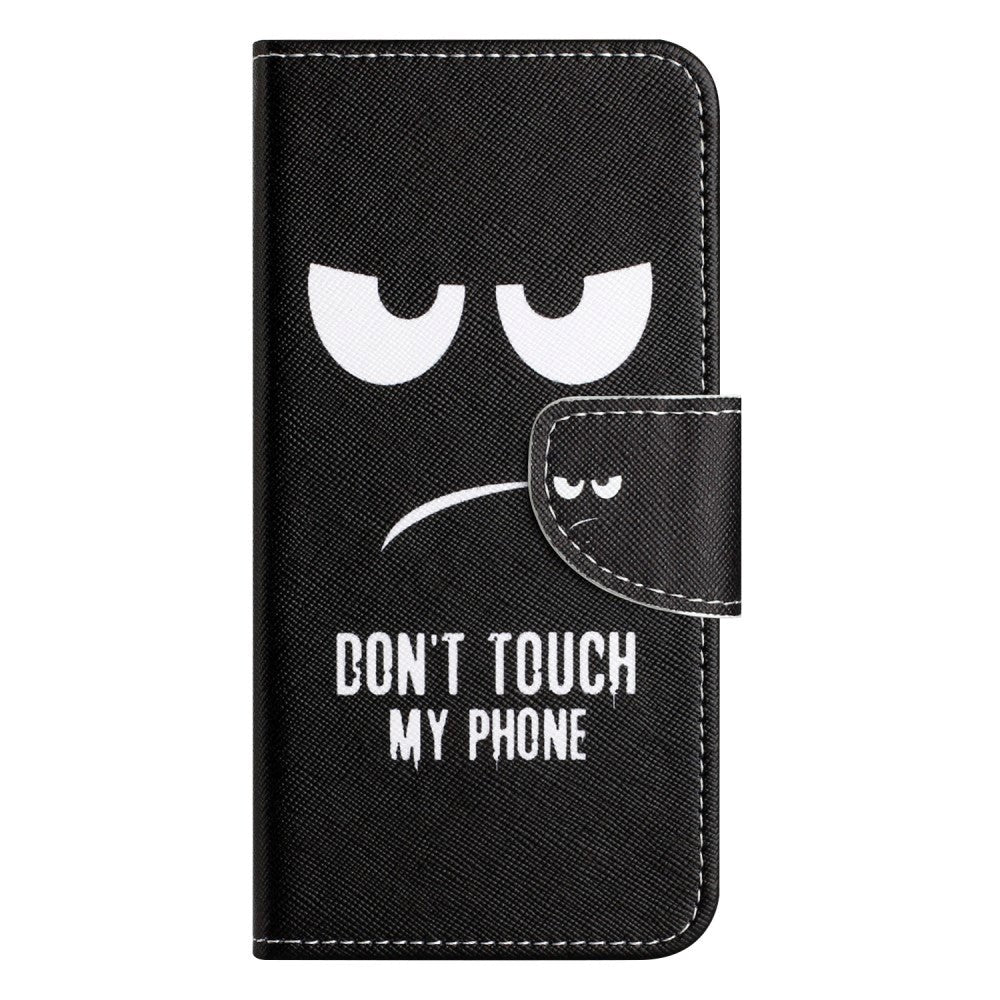 Samsung Galaxy A24 Flip Deksel i Skinn med Lommebok og Trykk - "Don't Touch my Phone"