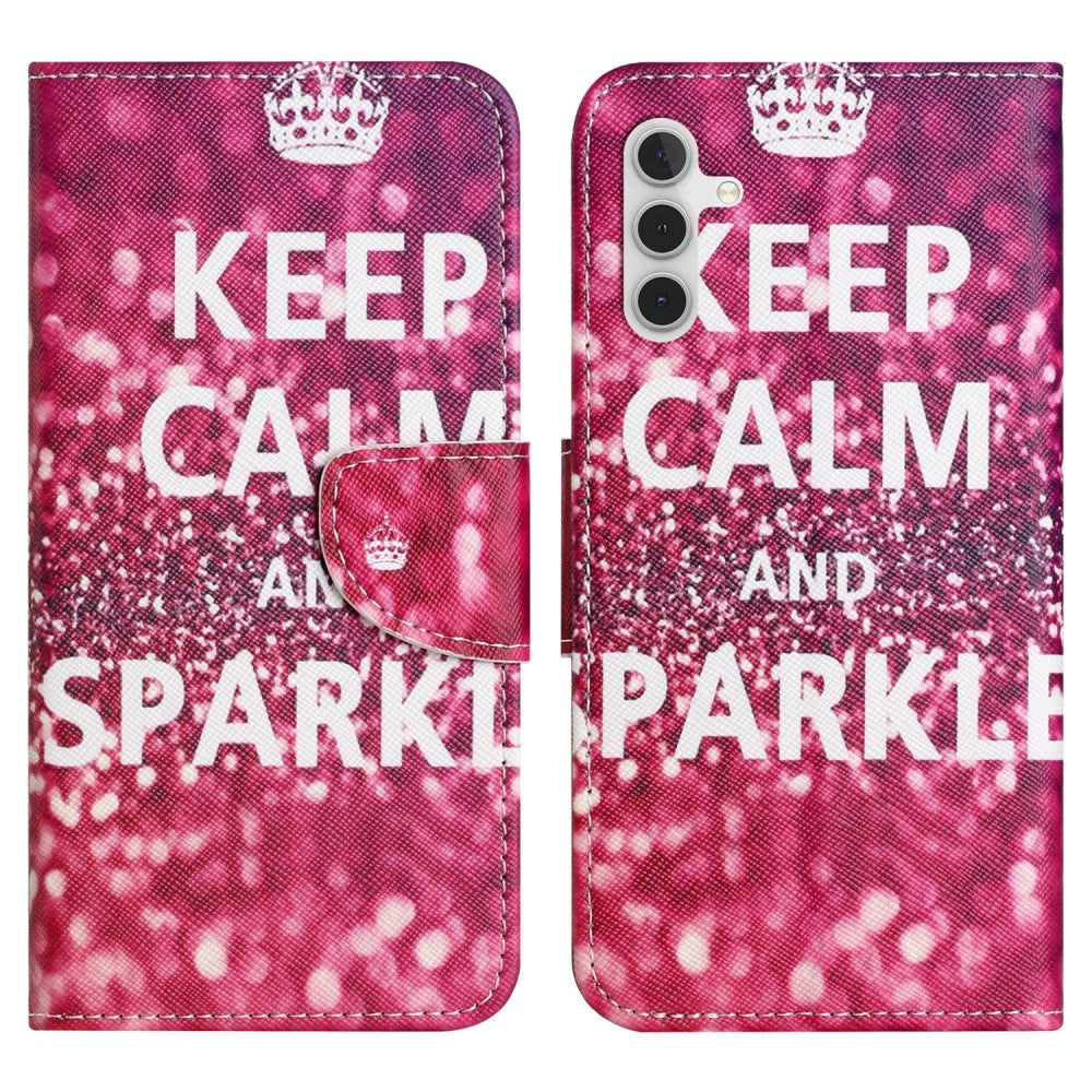 Samsung Galaxy A24 Flip Deksel i Skinn med Lommebok og Trykk - "Keep Calm and Sparkle"