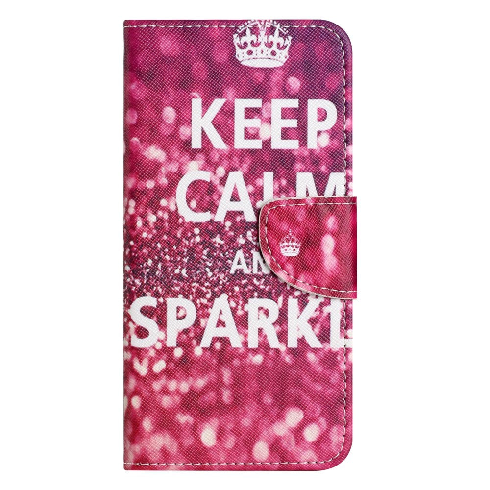 Samsung Galaxy A24 Flip Deksel i Skinn med Lommebok og Trykk - "Keep Calm and Sparkle"