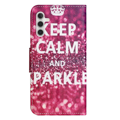 Samsung Galaxy A24 Flip Deksel i Skinn med Lommebok og Trykk - "Keep Calm and Sparkle"