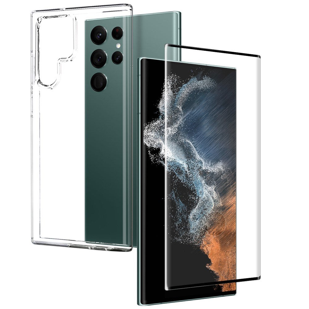 NORTHJO Samsung Galaxy S22 Ultra 2-i-1 Sett Fleksibelt Plast Deksel med Herdet Beskyttelsesglass - Gjennomsiktig