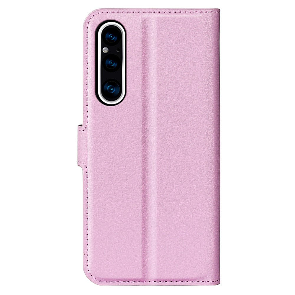 Sony Xperia 1 V Litchi Litchi Skinn Deksel m. Lommebok - Rosa