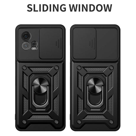 Motorola Moto G72 Bakdeksel med Magnetisk Kickstand Og Cam Slider - Svart