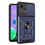 Motorola Moto G72 Bakdeksel med Magnetisk Kickstand Og Cam Slider - Blå