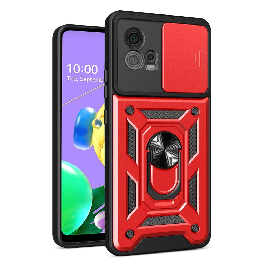 Motorola Moto G72 Bakdeksel med Magnetisk Kickstand Og Cam Slider - Rød