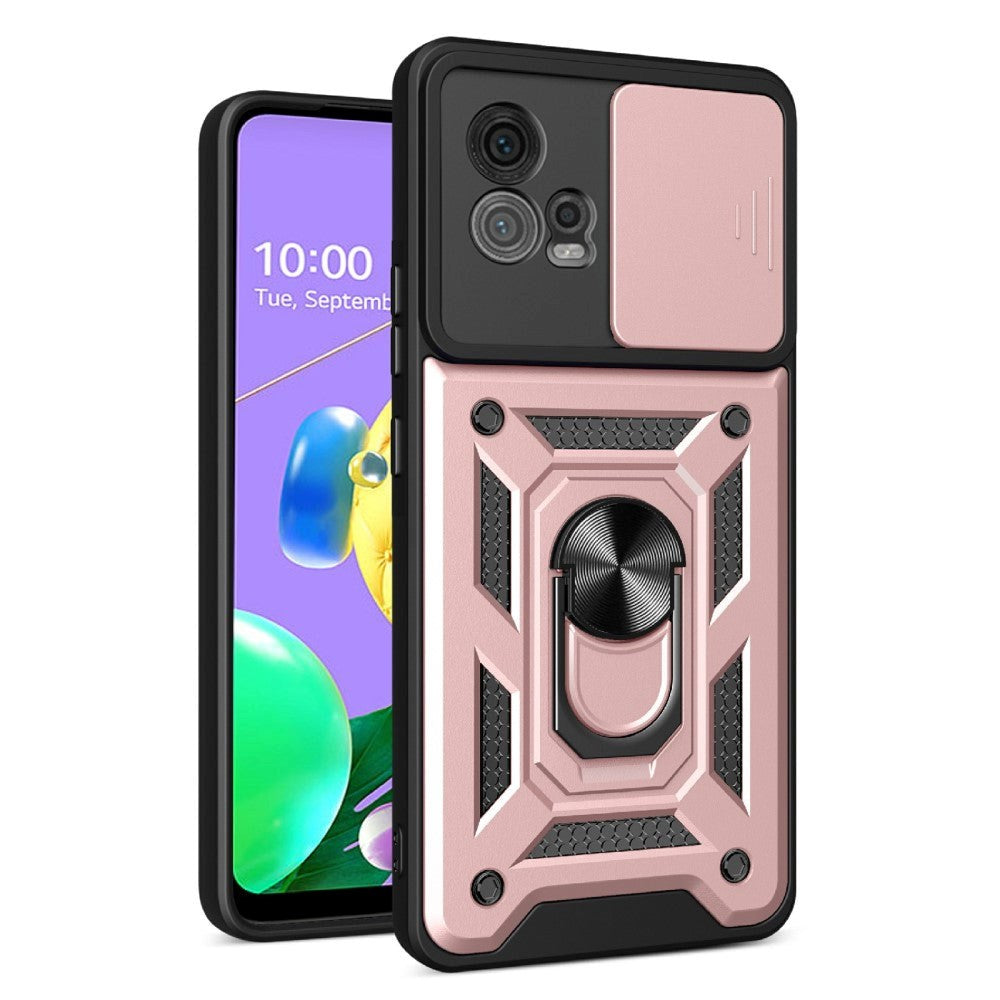 Motorola Moto G72 Bakdeksel med Magnetisk Kickstand Og Cam Slider - Rose Gull