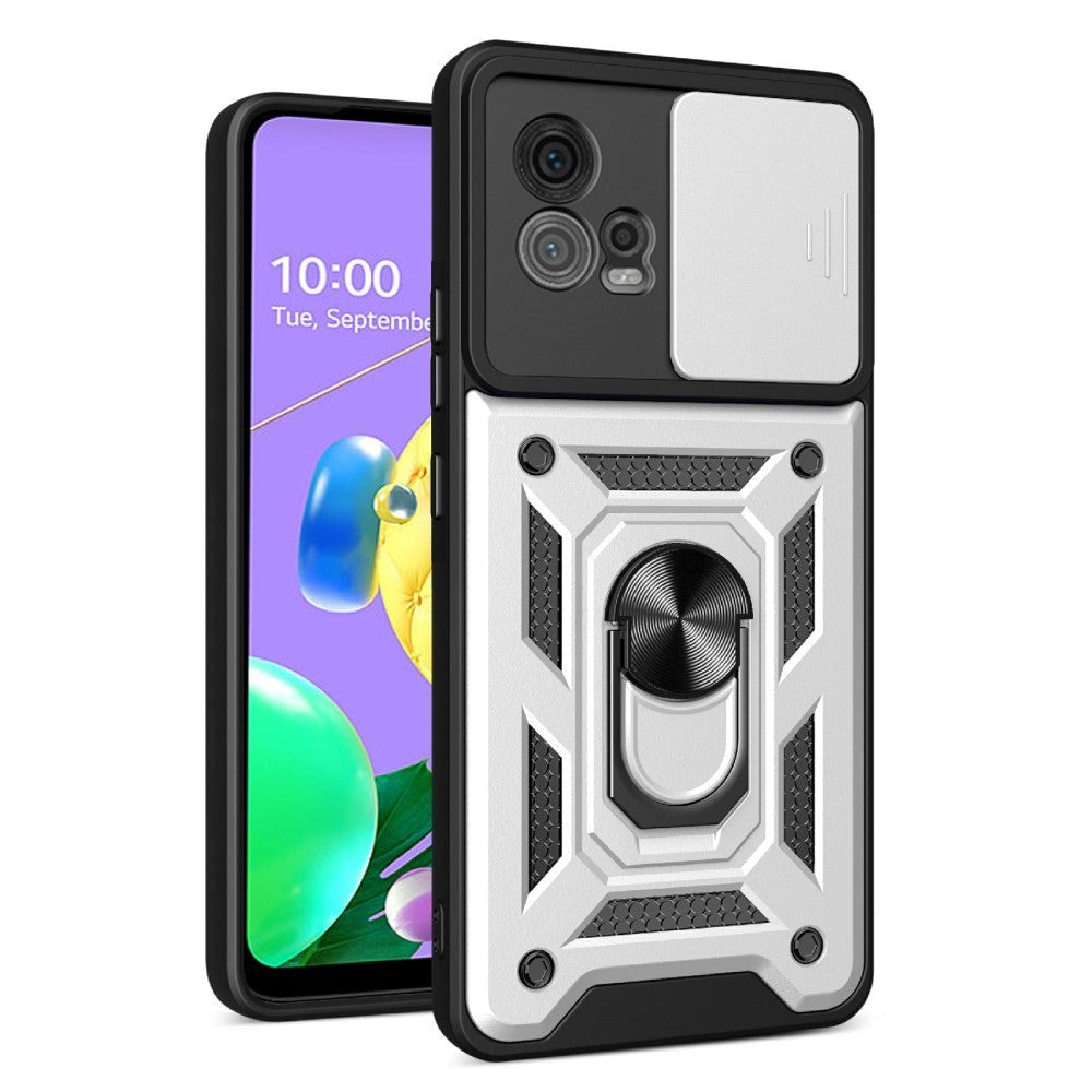 Motorola Moto G72 Bakdeksel med Magnetisk Kickstand Og Cam Slider - Sølv