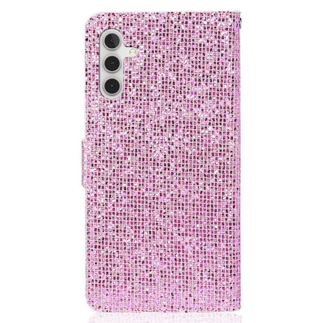 Samsung Galaxy A24 Kunstskinn Deksel med Lommebok og Stropp - Glitter Design - Rosa