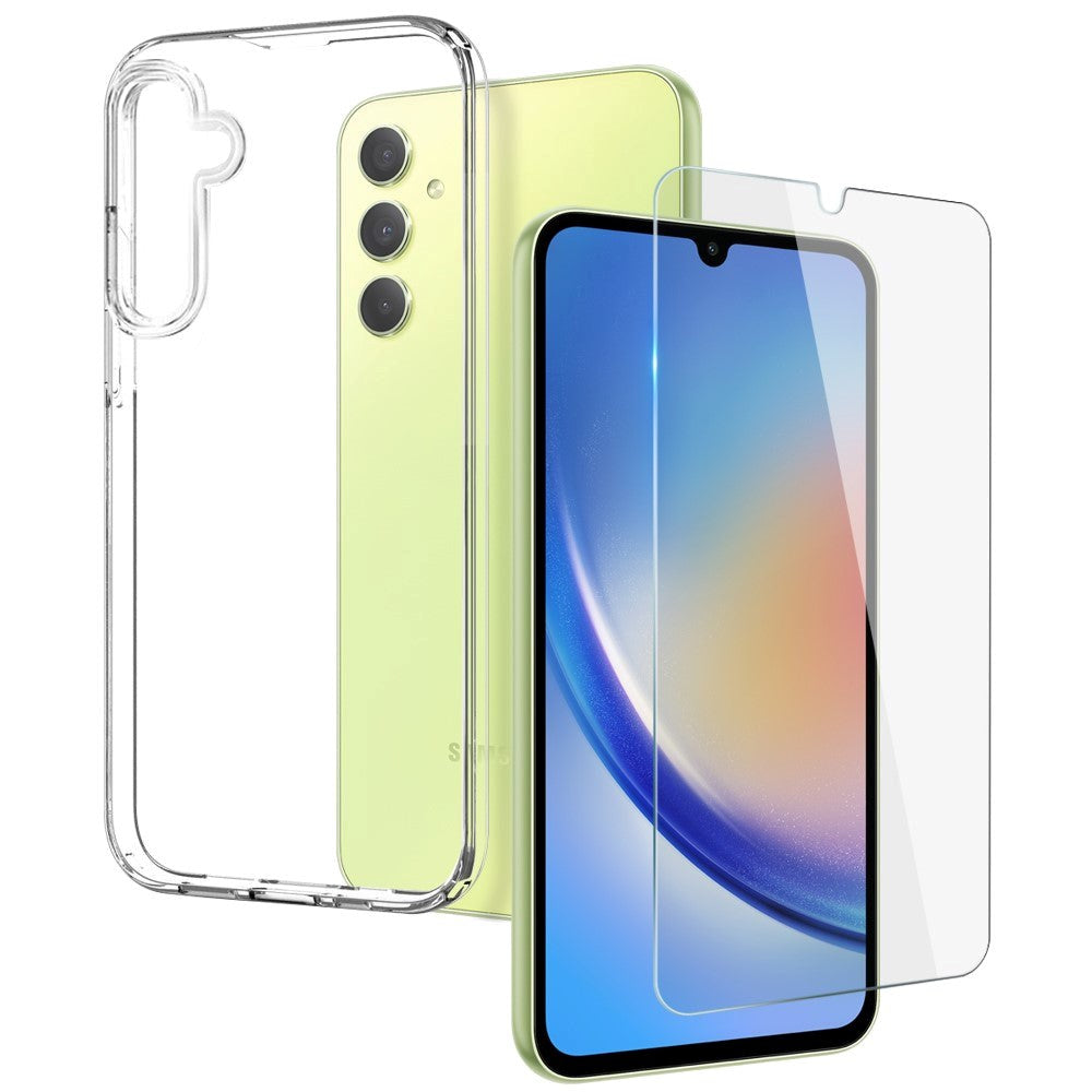 Samsung Galaxy A34 (5G) Deksel + Skjermbeskytter i Herdet Glass - Case Friendly - Gjennomsiktig