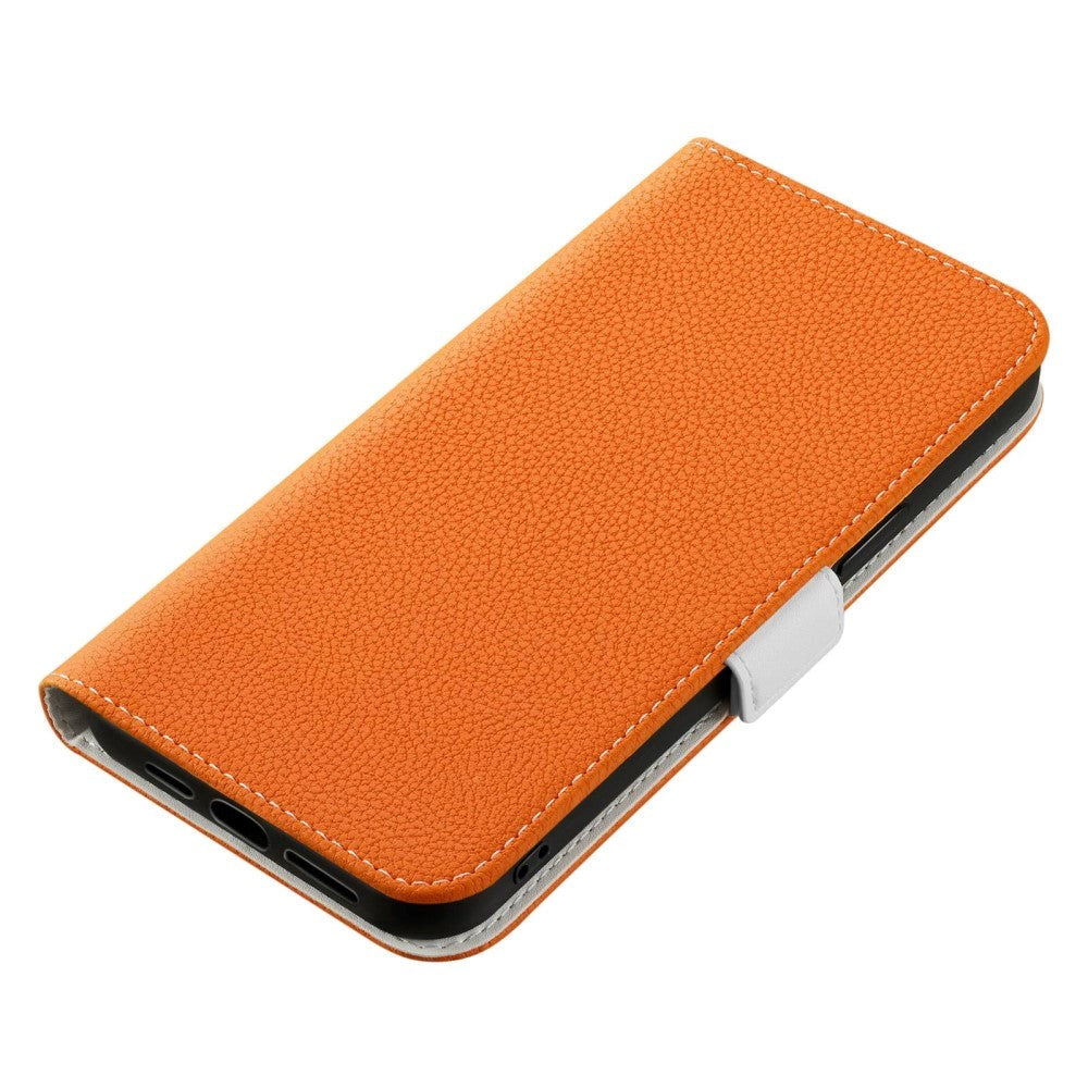 Samsung Galaxy A24 PU Litchi Skin Flip Deksel med Magnetisk Luk - Oransje