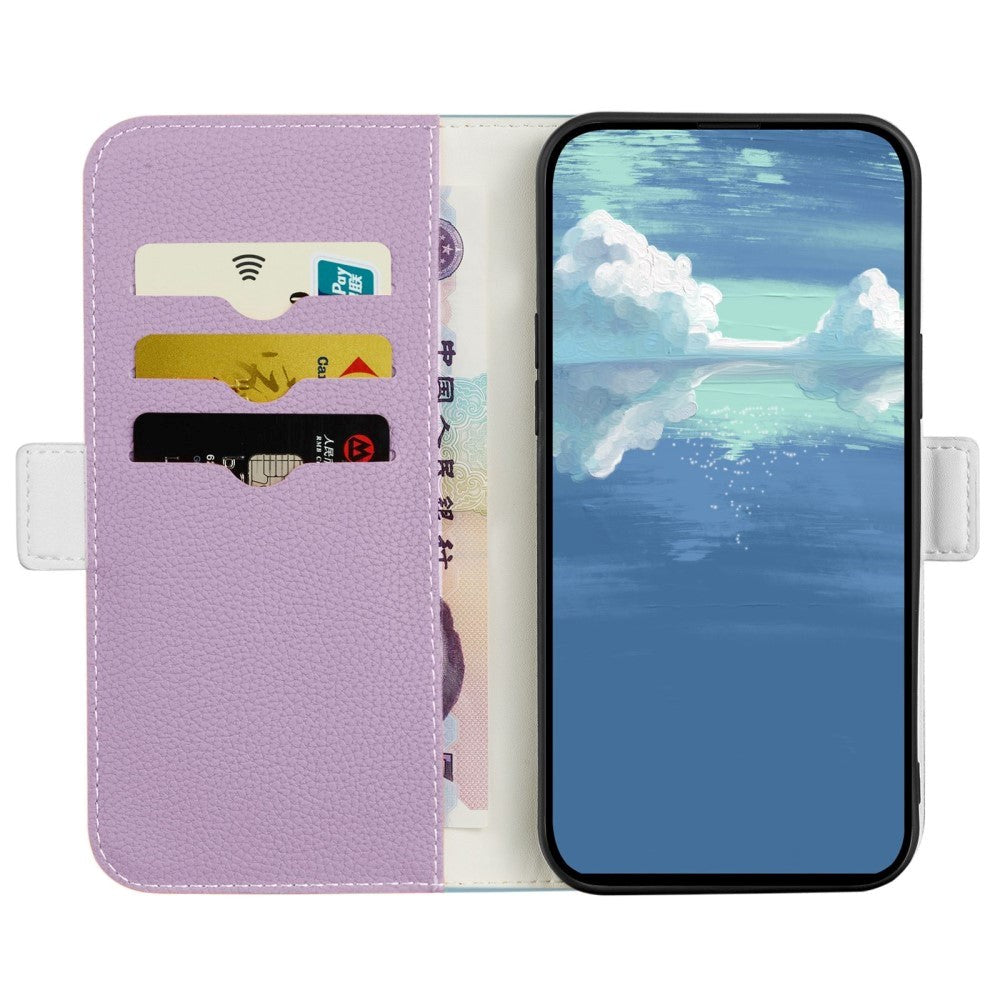 Samsung Galaxy A24 PU Litchi Skin Flip Deksel med Magnetisk Luk - Lilla