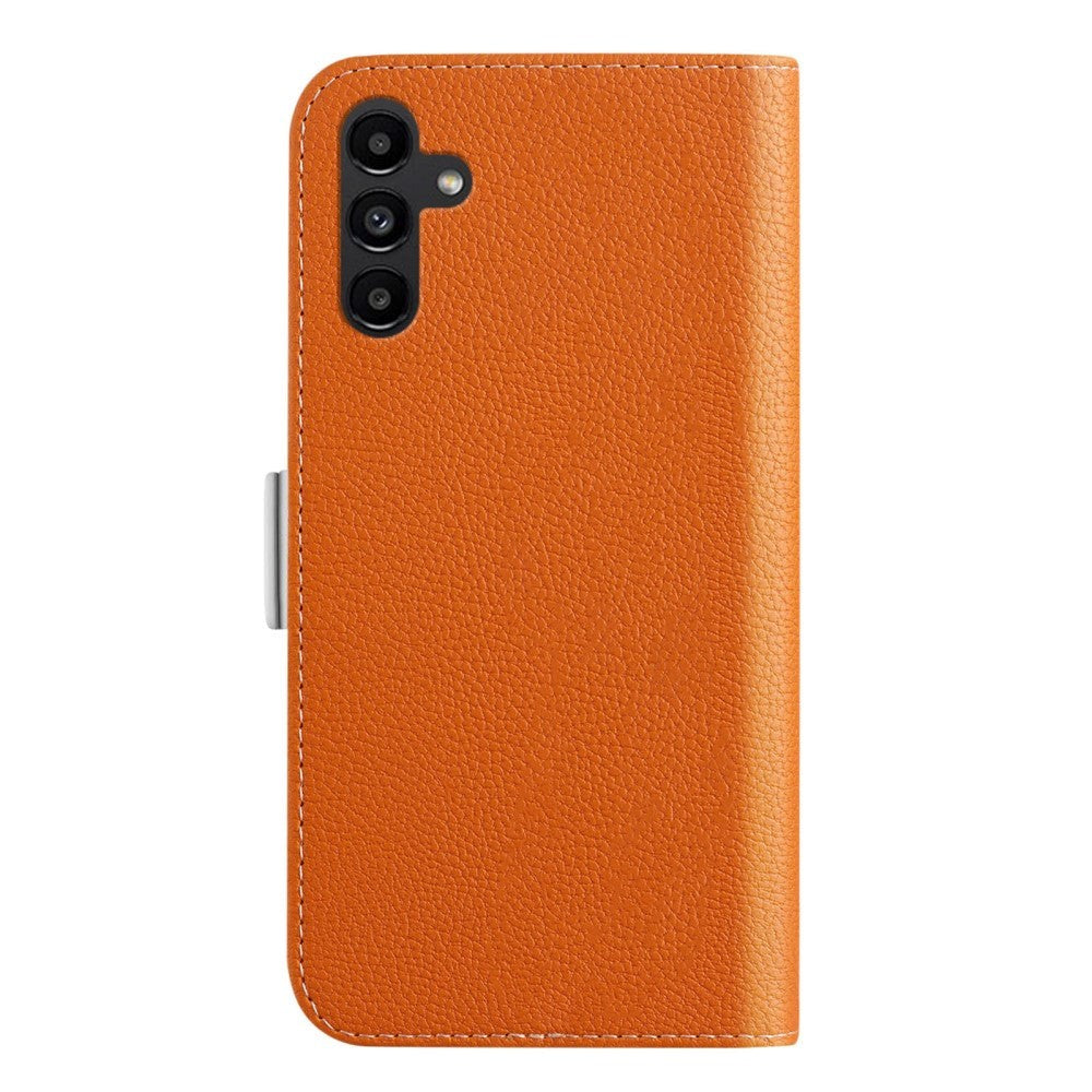 Samsung Galaxy A54 (5G) PU Litchi Skin Flip Deksel med Magnetisk Luk - Oransje