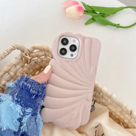 iPhone 14 Pro Fleksibelt Deksel - Seashell Design - Rosa