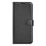 TCL 40R 5G Litchi Leather Flip Cover m. Lommebok - Svart