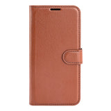 TCL 40R 5G Litchi Leather Flip Cover m. Lommebok - Brun