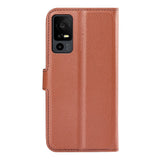 TCL 40R 5G Litchi Leather Flip Cover m. Lommebok - Brun