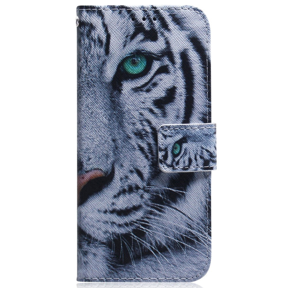 Google Pixel 8 Deksel i Kunstskinn med Lommebok og Trykk - Tiger