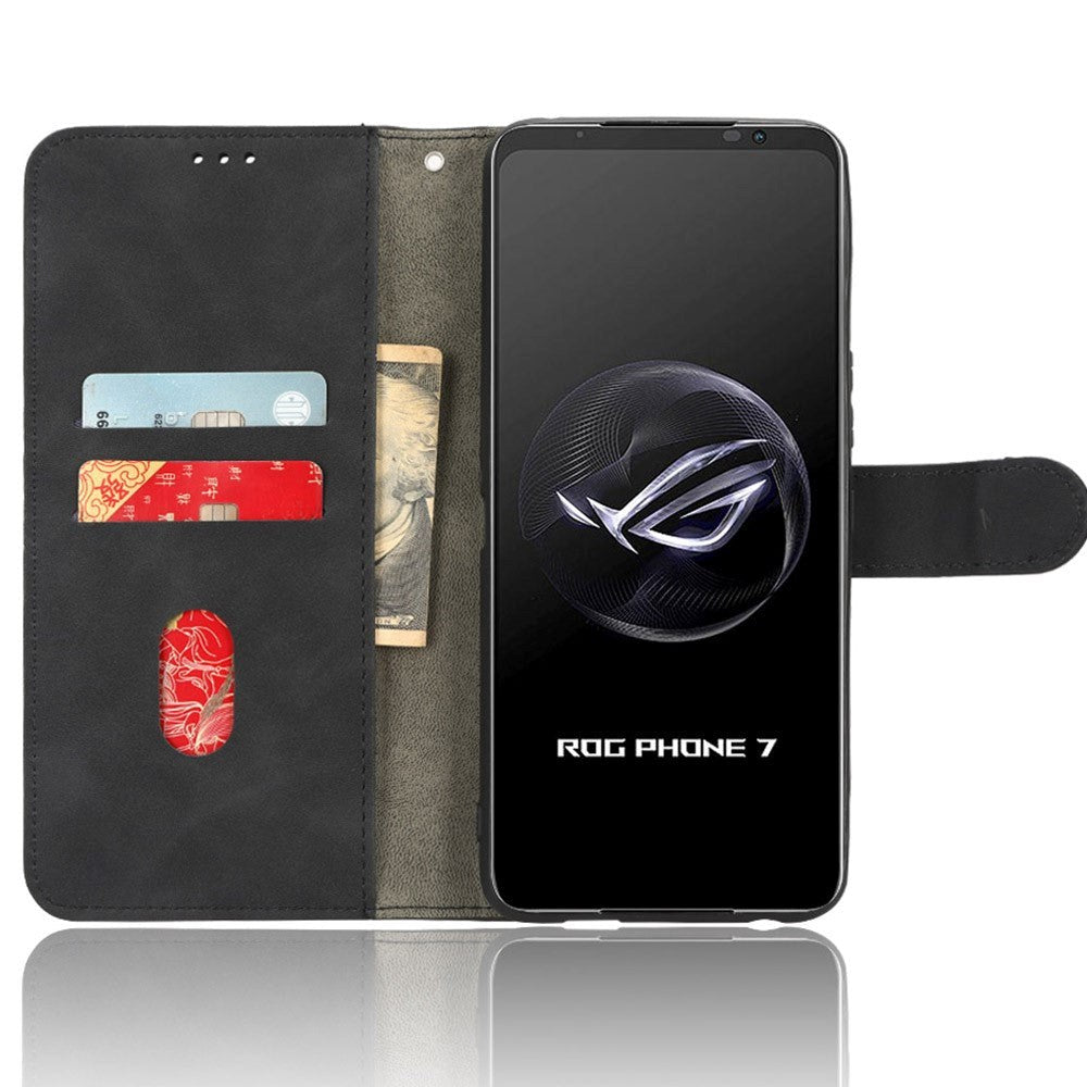 Asus ROG Phone 7 Flip-Deksel i Kunstskinn Med Pung & Stropp - Svart