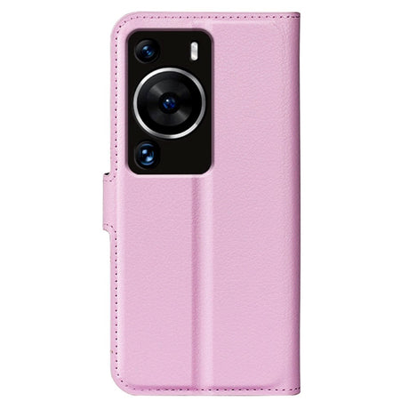 Huawei P60 Pro Litchi Skinn Deksel m. Lommebok - Rosa