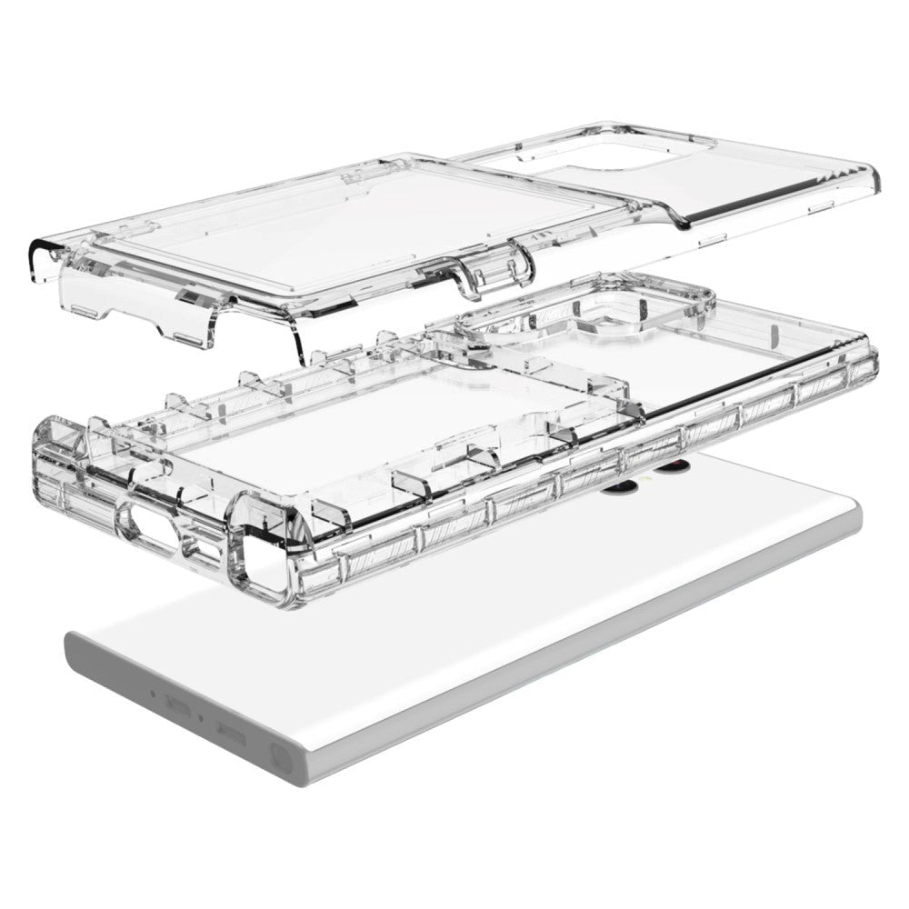 Samsung Galaxy S23 Ultra Hybrid Håndverkerdeksel med Kortholder - Gjennomsiktig