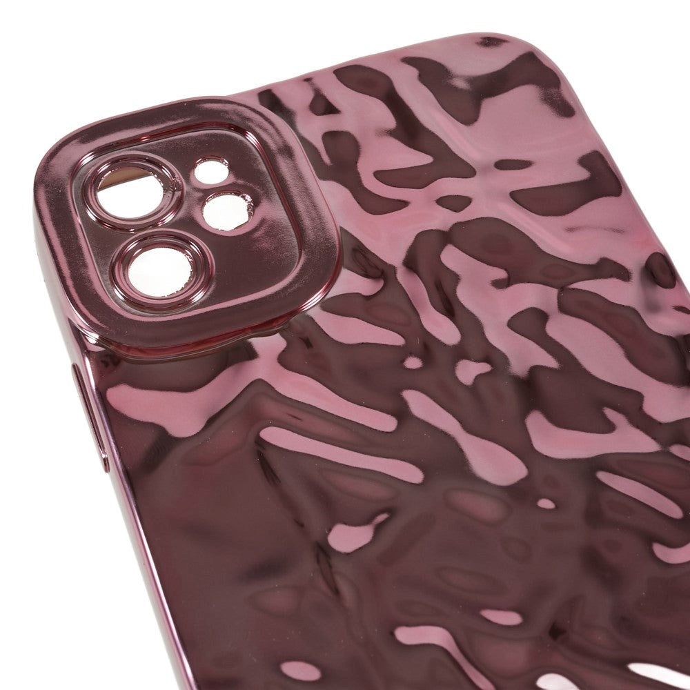 iPhone 12 Glinsende Fleksibel Plast Bakside Deksel - Bølget Design - Rose Gold