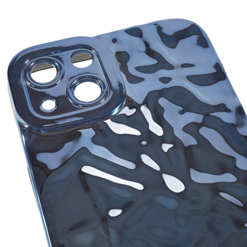 iPhone 13 Glinsende Fleksibel Plast Bakside Deksel - Bølget Design - Blå