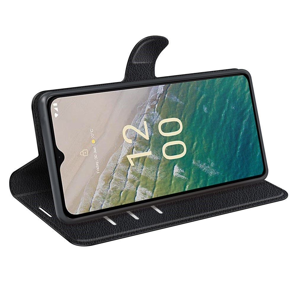 EIDERWOOD Nokia C32 Kunstskinn Flip Deksel m. Kortholder & Ståfunksjon - Svart