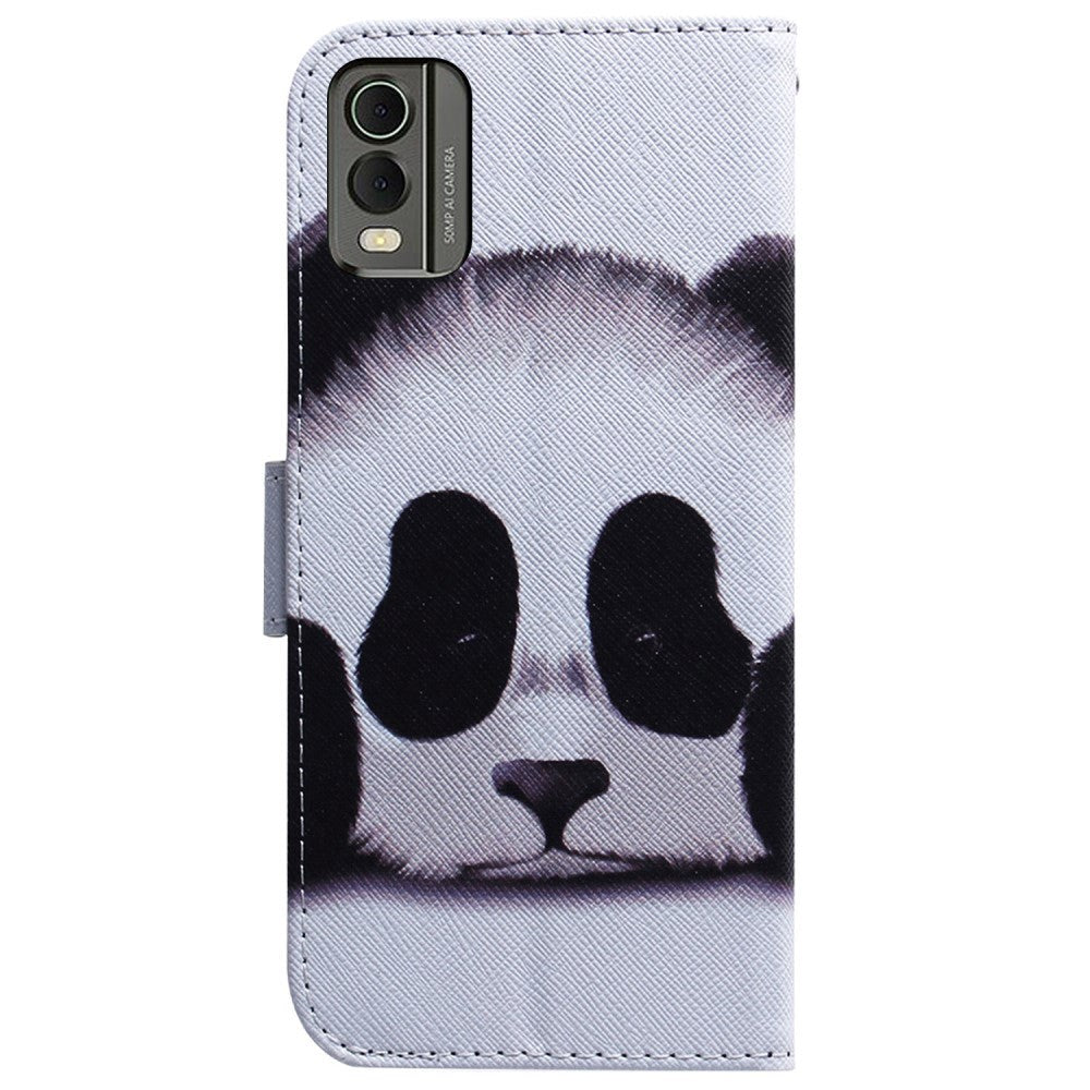 Nokia C32 Deksel i Kunstskinn med Lommebok og Trykk - Panda