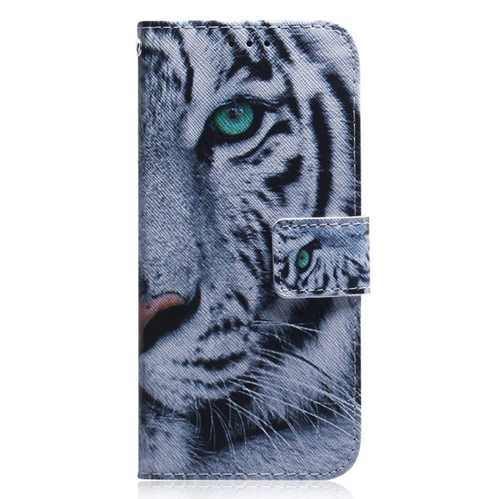 Nokia C22 Deksel i Kunstskinn med Lommebok og Trykk - Tiger