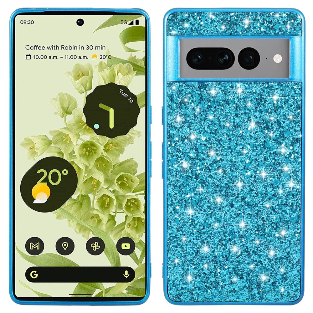 Google Pixel 8 Deksel i Hardplast - Glitter - Blå