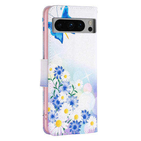 Google Pixel 8 Pro Kunstskinn Deksel med Lommebok - Sommerfugler & Blomster