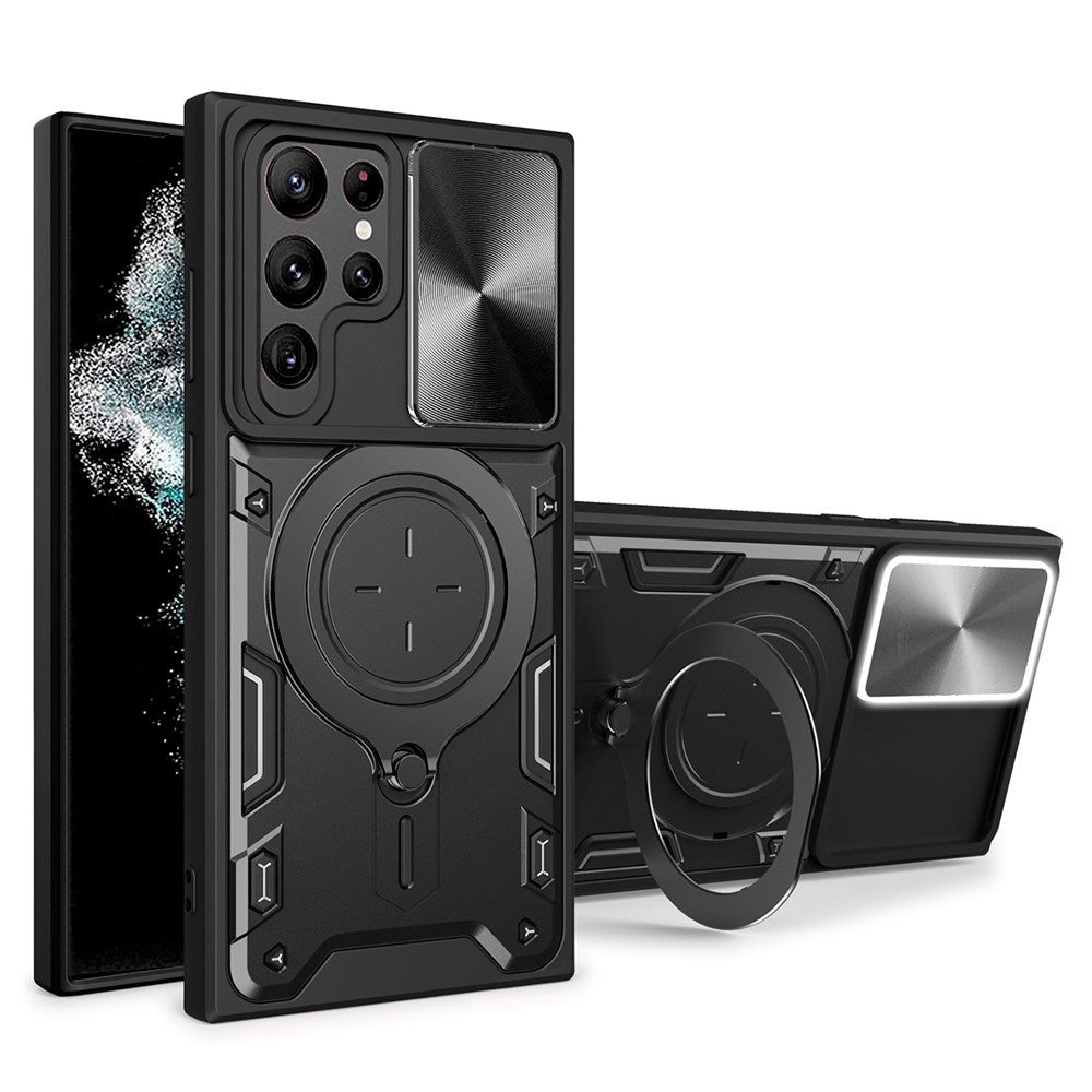 EIDERWOOD Samsung Galaxy S22 Ultra Håndverker Deksel m. Kickstand & Cam Slider - Svart