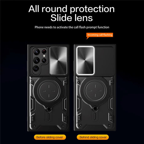 EIDERWOOD Samsung Galaxy S22 Ultra Håndverker Deksel m. Kickstand & Cam Slider - Blå