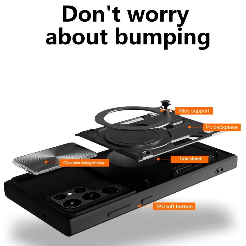 EIDERWOOD Samsung Galaxy S22 Ultra Håndverker Deksel m. Kickstand & Cam Slider - Lilla