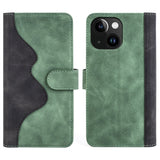 iPhone 15 Flerfarget Leather Flip Cover m. Kortholder - Svart / Grønn