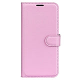 iPhone 15 Pro Max Litchi Leather Flip Cover m. Lommebok - Rosa