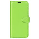 iPhone 15 Pro Max Litchi Leather Flip Cover m. Lommebok - Grønn