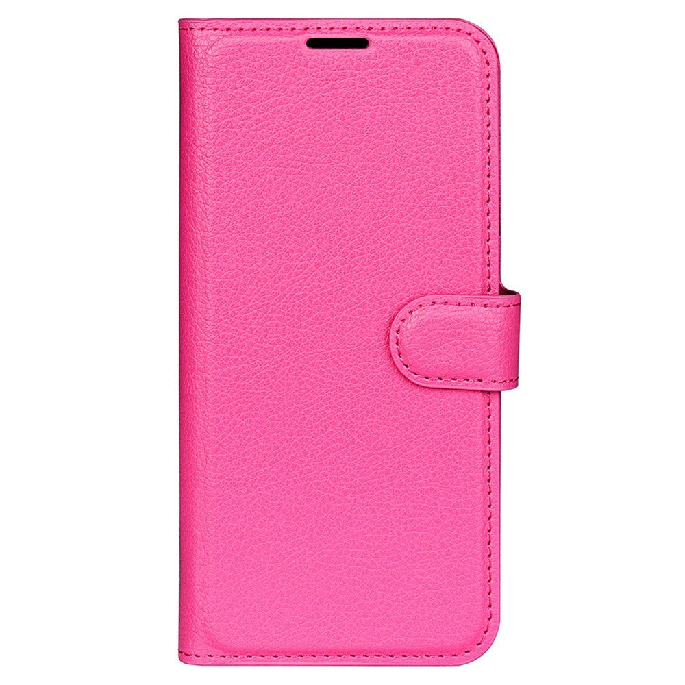 iPhone 15 Pro Max Litchi Skinn Deksel m. Lommebok - Pink