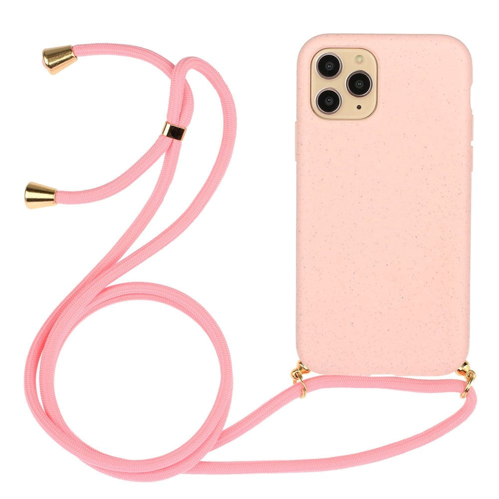 iPhone 15 Pro Max Fleksibelt Plast Bakdeksel med Snor / Stropp - Pink