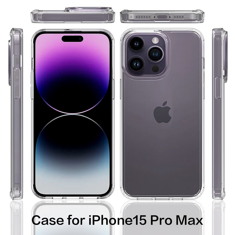 iPhone 15 Pro Max Hybrid Plast Deksel - Gjennomsiktig