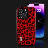 iPhone 15 Pro Max Fleksibelt Plastdeksel - Leopardmønster - Rød