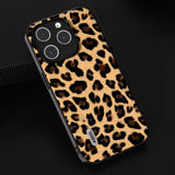 iPhone 15 Pro Max Fleksibelt Plastdeksel - Leopardmønster - Champagne Gull