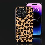 iPhone 15 Pro Max Fleksibelt Plastdeksel - Leopardmønster - Champagne Gull